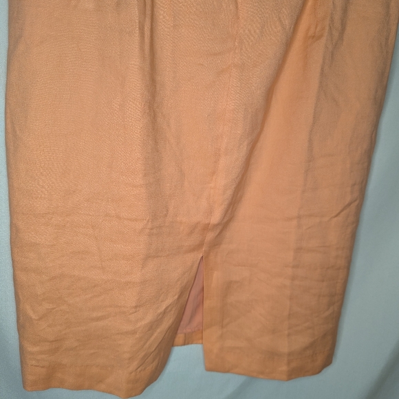 Ann Taylor Apricot Orange Linen Blend Boat Neck Sheath Dress Size 14 - Picture 4 of 10